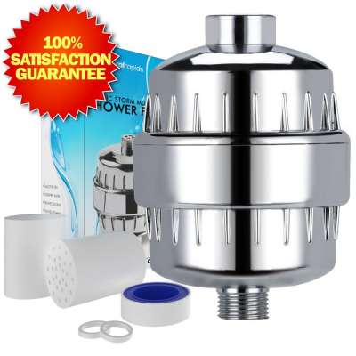 Universal Shower Head Water Filter Works Best to Remove Chlorine Hard Water with 2 Water Softener Replaceable cartridge